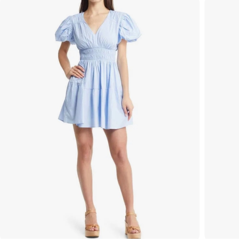 Black Moon River Smocked Puff Sleeve Minidress